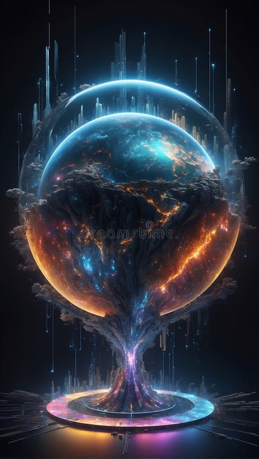 Morgen Bildhauerei : Quantumquotienten 3D-Datenband. ai generieren vektor abbildung