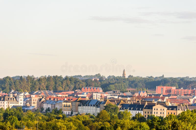 Morgonsikt av Northampton Town cityscape Upton England, UK arkivbilder Morgonsikt av Northampton Town cityscape Upton England, UK arkivbilder