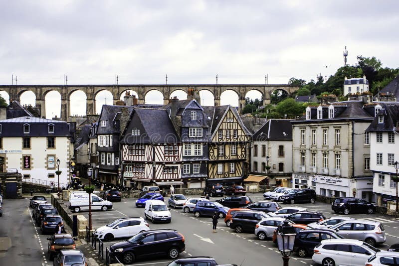 Morlaix Finistère, Brittany, Frankrike arkivbild