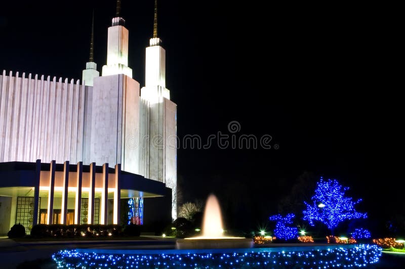 Holiday Lights at Washington DC LDS Mormon Temple Stock Image Image