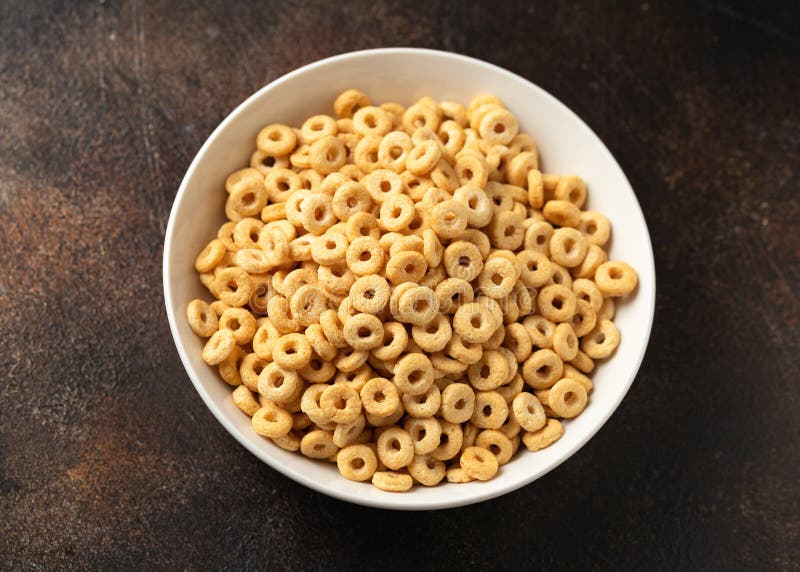 Morning Breakfast Hoops Cereal in White Bowl Stock Photo Image of