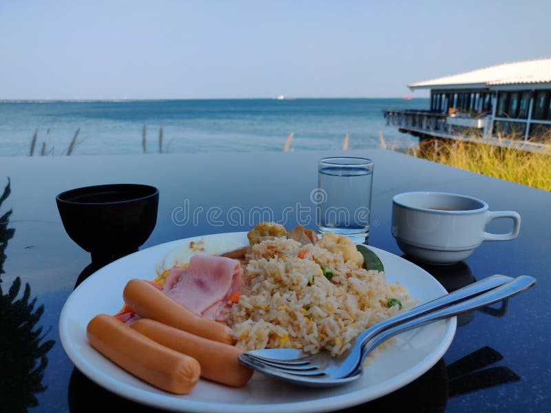 Morning Breakfast Near the Sea Stock Image Image of restaurant, warm