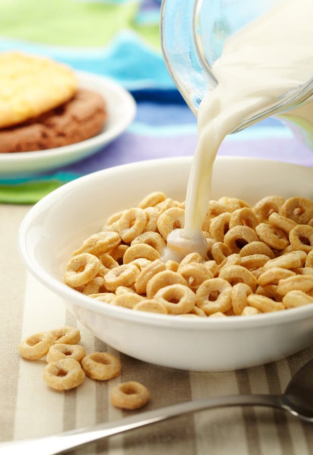 Morning Cereal Pouring the Milk Stock Image Image of bowl, morning
