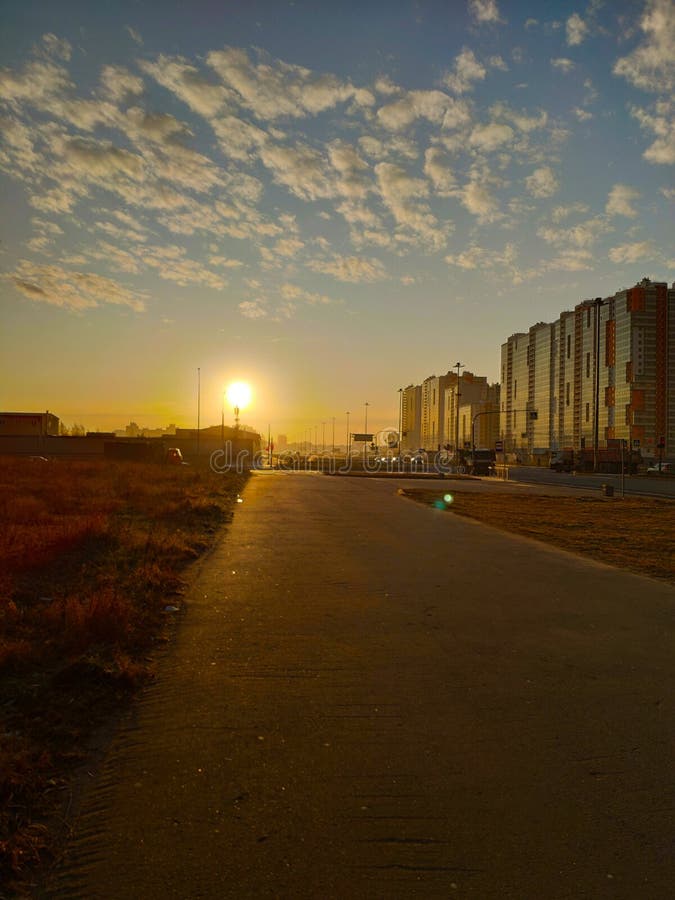 Morning city sunrise stock image. Image of sunshine 166680753