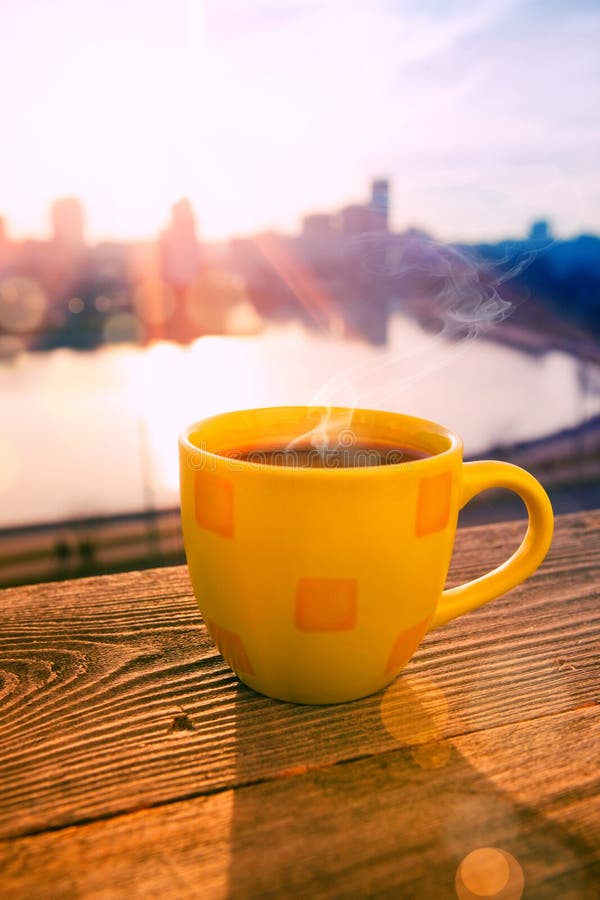 Coffee at sunrise stock photo. Image of copy, background 14804922