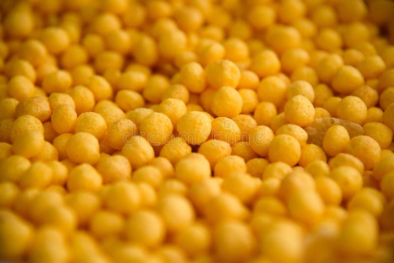 Morning Dry Breakfast Cereals, Crispy Corn Balls. Stock Photo Image