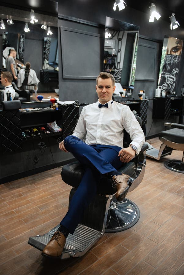 Groom in the barber shop stock image. Image of inside 271801081