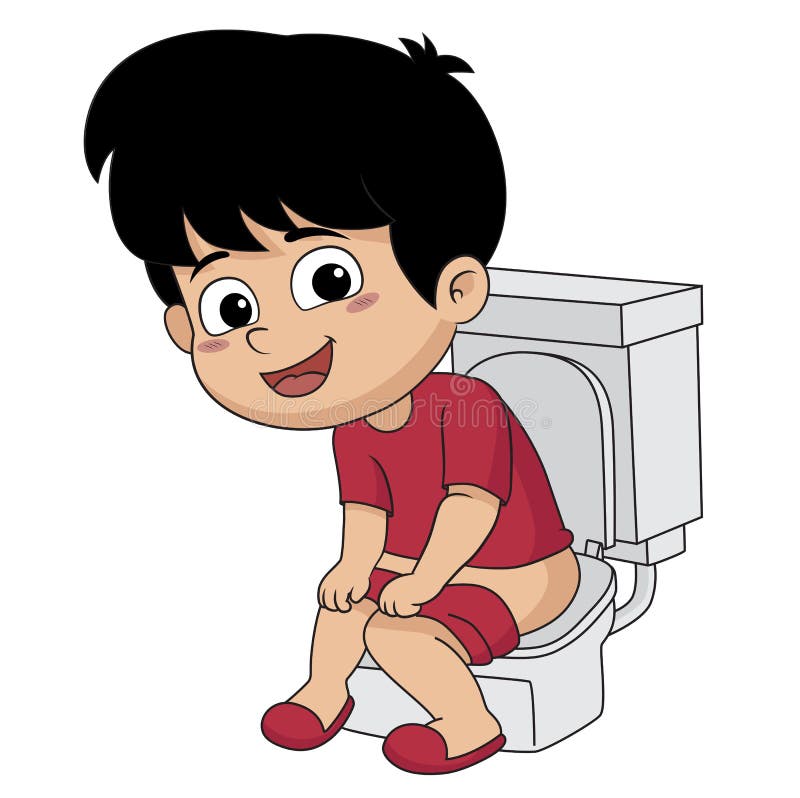Cute girl sitting toilet seat with diarrhea Vector Image