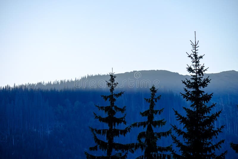 Morning light rising in the mountains Tatra in Slovakia