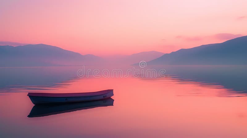 A serene image showcasing a drifting boat on calm water at dawn, surrounded by the gentle colors of sunrise that create a sense of peace and serenity in the tranquil waterscape./n Generated by ai. A serene image showcasing a drifting boat on calm water at dawn, surrounded by the gentle colors of sunrise that create a sense of peace and serenity in the tranquil waterscape./n Generated by ai