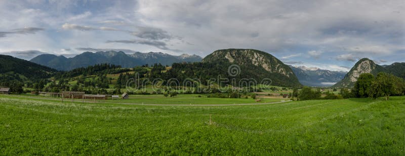 Morning panorama view to valley near Bohinj lake, Slovenia