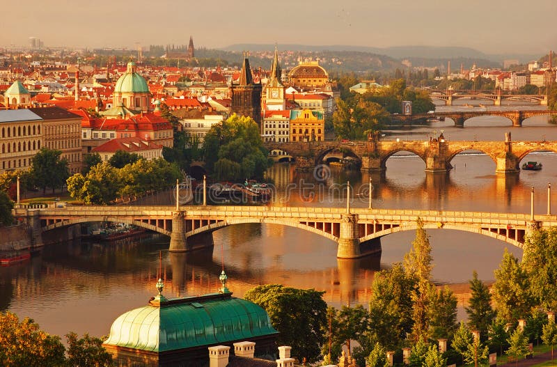 Morning Prague bridges