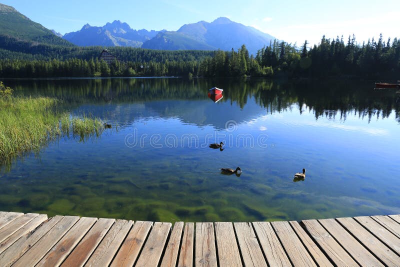 Morning scene on mountain lake in Tatras