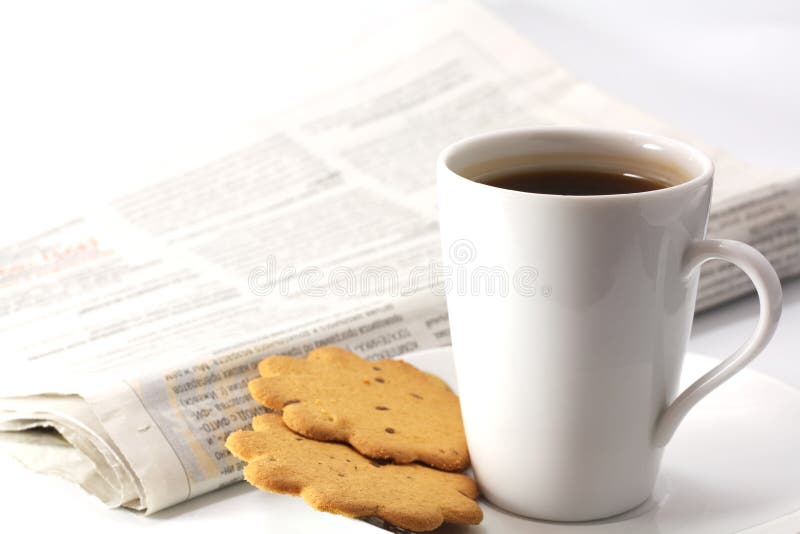 Morning tea drinking stock photo. Image of colourful, newspaper 3066544