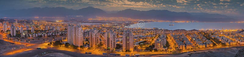 Morning view on Eilat and the gulf of Aqaba