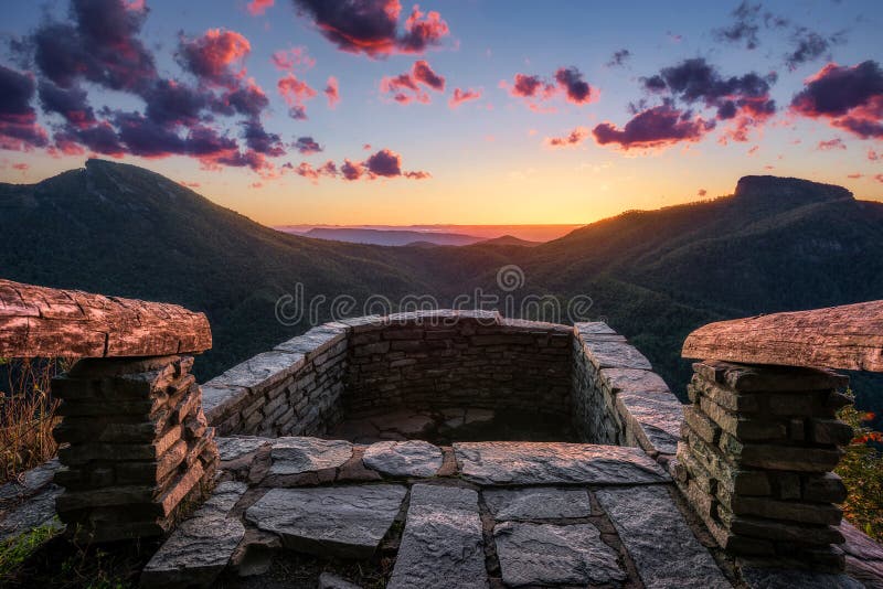 Sunrise from scenic overlook in the Blue Ridge Mountains