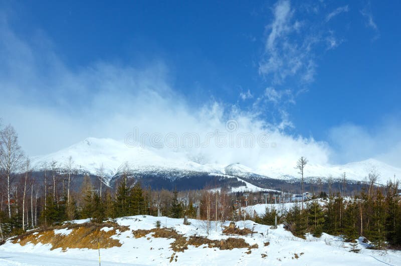 Morning winter mountain landscape (Tatranska Lomnica, Slovakia)