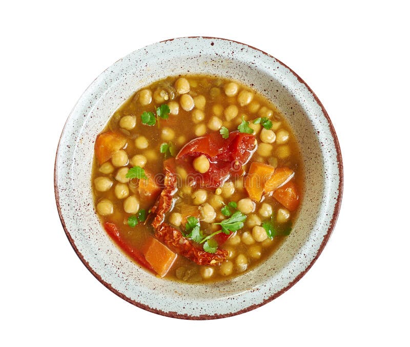 Moroccan Chickpea, Carrot, and Spinach Soup Stock Image - Image of food