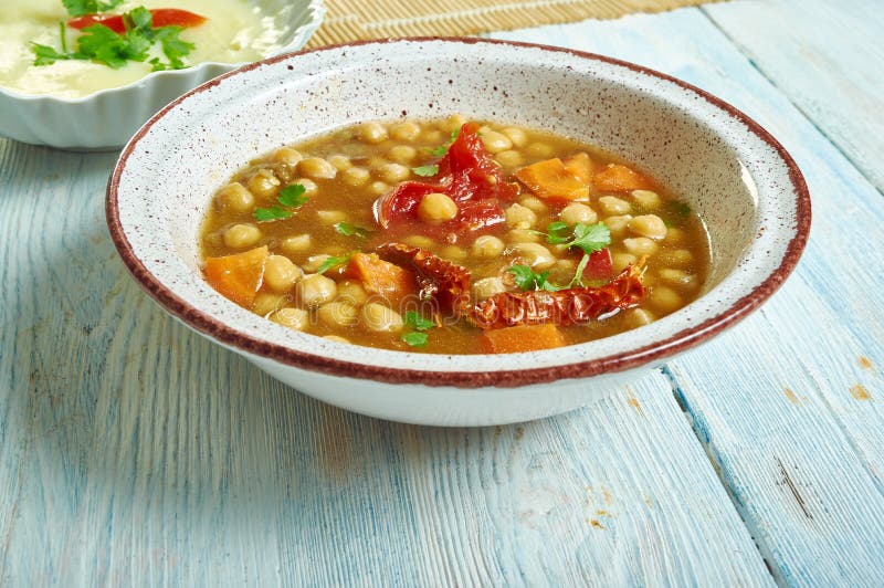 Moroccan Chickpea, Carrot, and Spinach Soup Stock Image - Image of