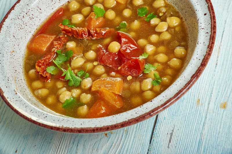 Moroccan Chickpea, Carrot, and Spinach Soup Stock Image - Image of