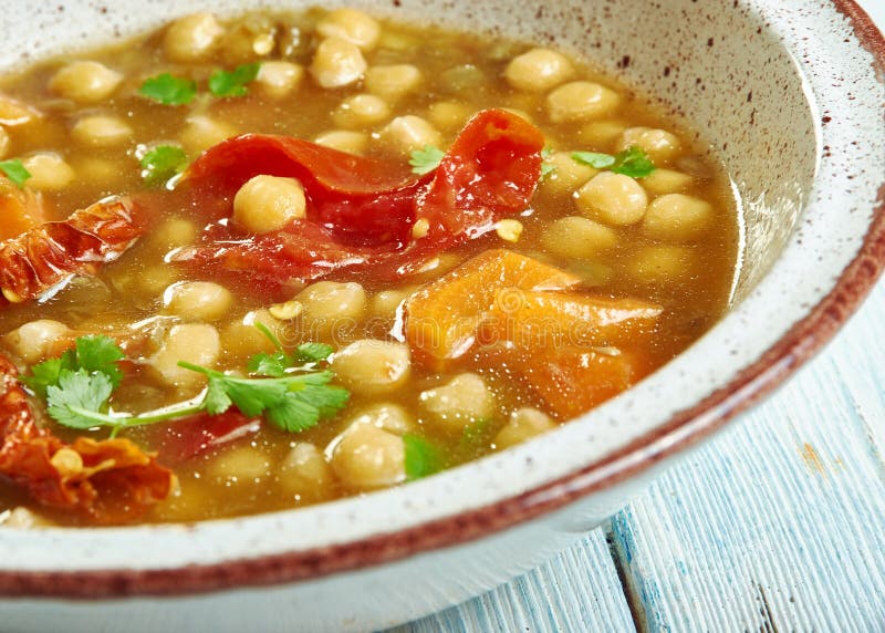 Moroccan Chickpea, Carrot, and Spinach Soup Stock Photo - Image of