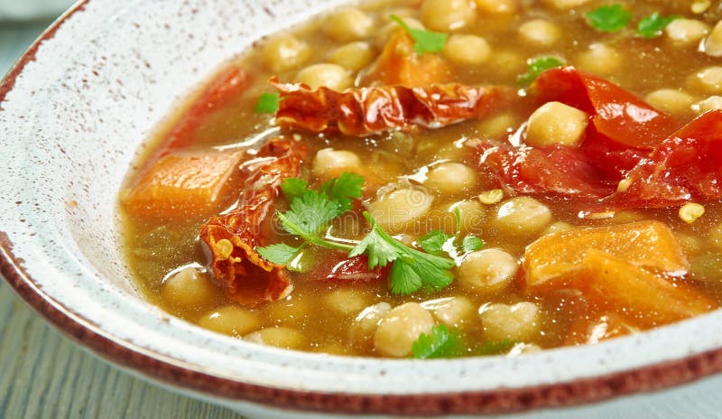 Moroccan Chickpea, Carrot, and Spinach Soup Stock Photo - Image of