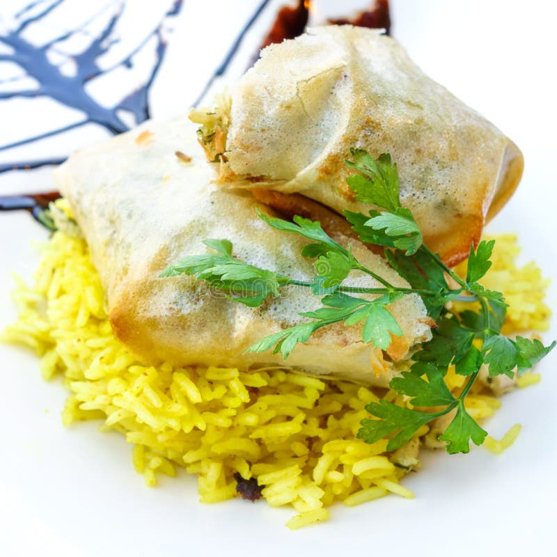 Moroccan Pastilla with Saffron Rice Stock Photo Image of food, fresh