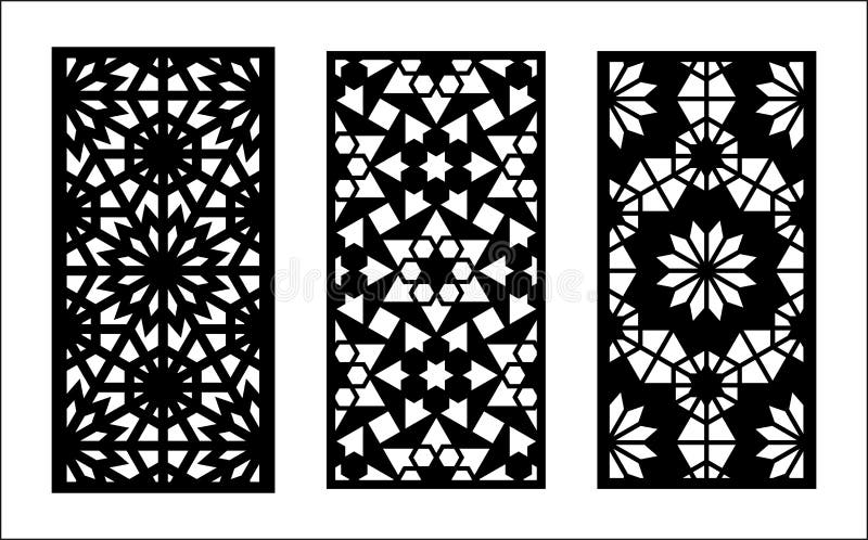 Morocco laser cut pattern. Set of decorative vector panels,screens for laser cutting. Template for interior partition in vector illustration