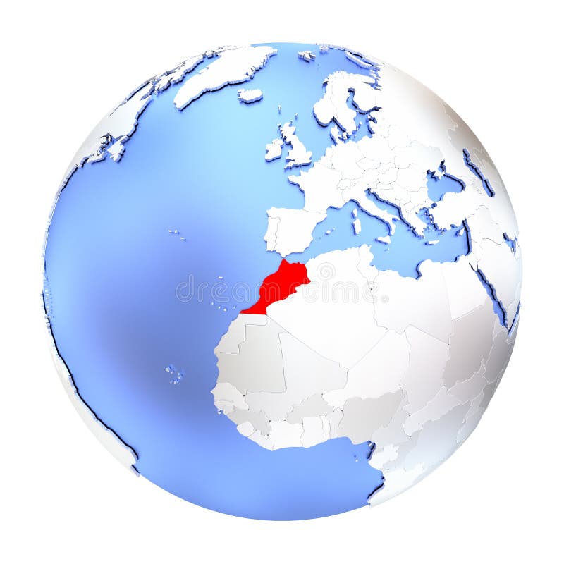 Morocco on White Globe in Hands Stock Illustration - Illustration of