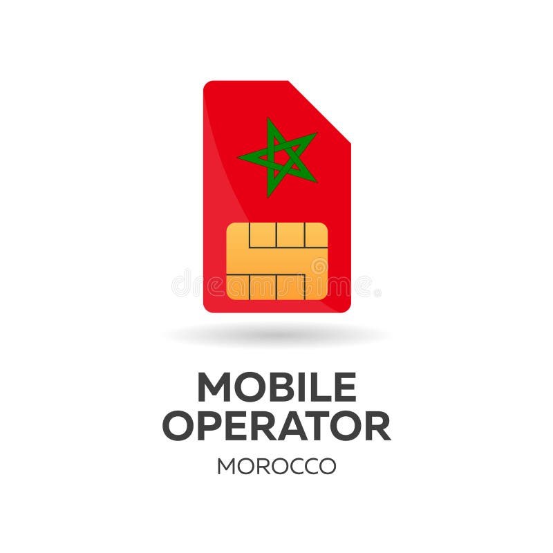Morocco Mobile Operator. SIM Card with Flag. Vector Illustration. Stock Illustration