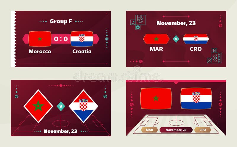 Morocco Vs Croatia, Football 2022, Group F. World Football Competition 