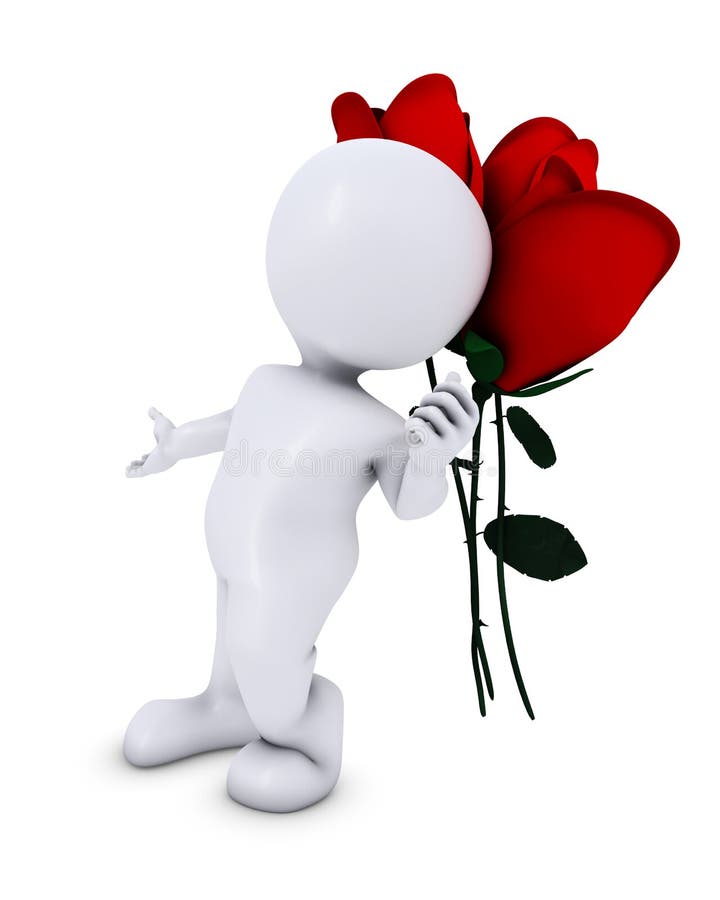 3D Render of a Morph Man with rose. 3D Render of a Morph Man with rose