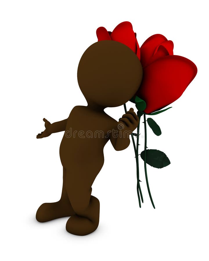 3D Render of a Morph Man with rose. 3D Render of a Morph Man with rose