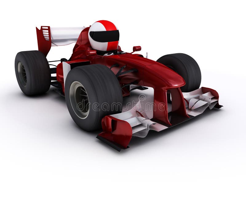 3d render of Morph man with open wheeled racing car. 3d render of Morph man with open wheeled racing car