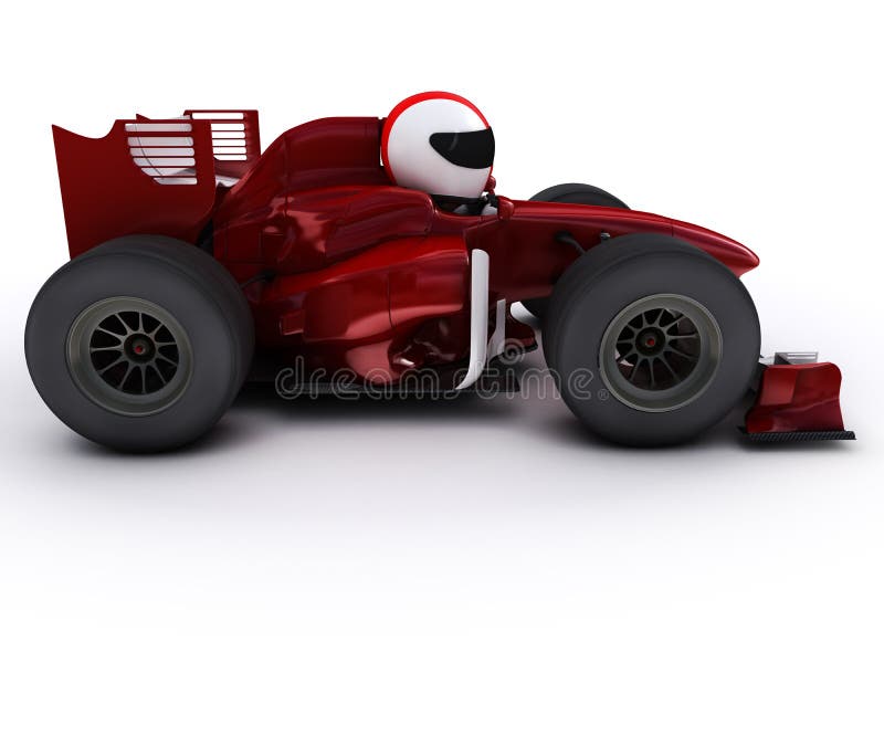 3d render of Morph man with open wheeled racing car. 3d render of Morph man with open wheeled racing car