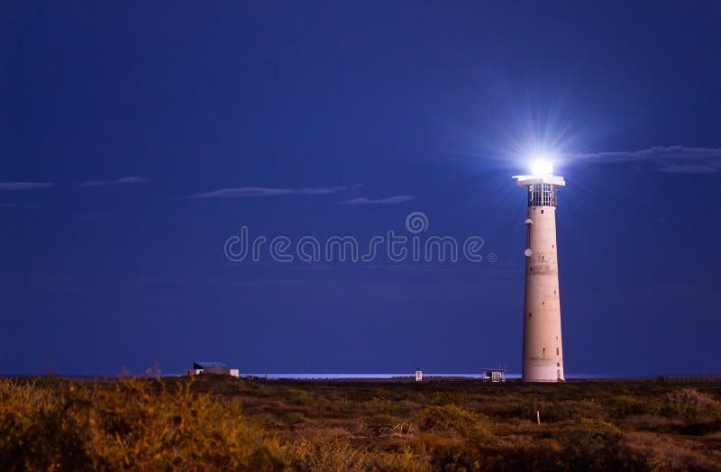 Morro Jable lighthouse at night