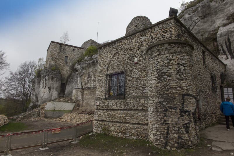 MORSKO, POLAND - May 03, 2017: Castle Bakowiec - the remains of a knight`s castle from the XIV century, lyi