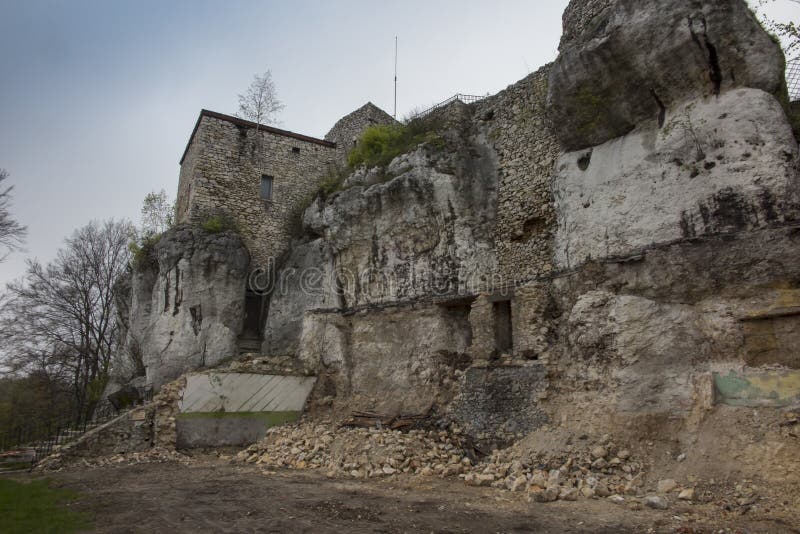 MORSKO, POLAND - May 03, 2017: Castle Bakowiec - the remains of a knight`s castle from the XIV century