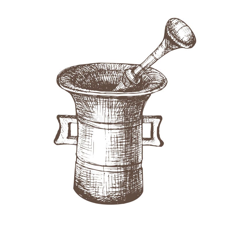 Mortar. Black and white sketch