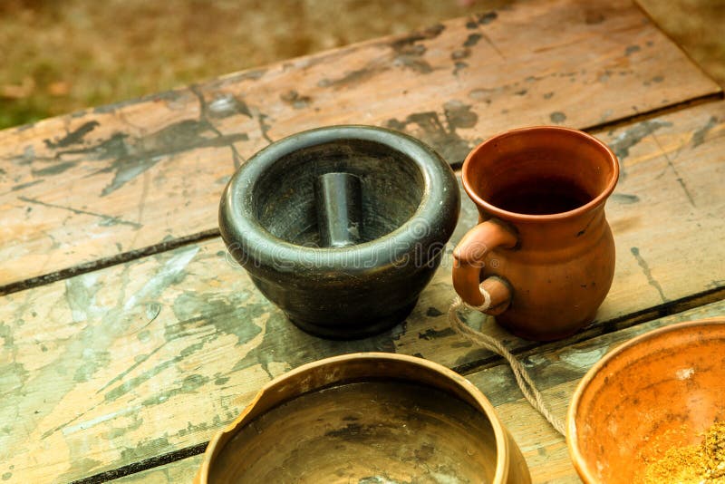 Mortar and Jug Cooking, Utensils Traditional Europe Stock Photo Image of food, object 213236750