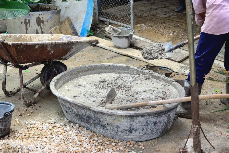 Mortar mix stock image. Image of bucket, house, industrial 102834653