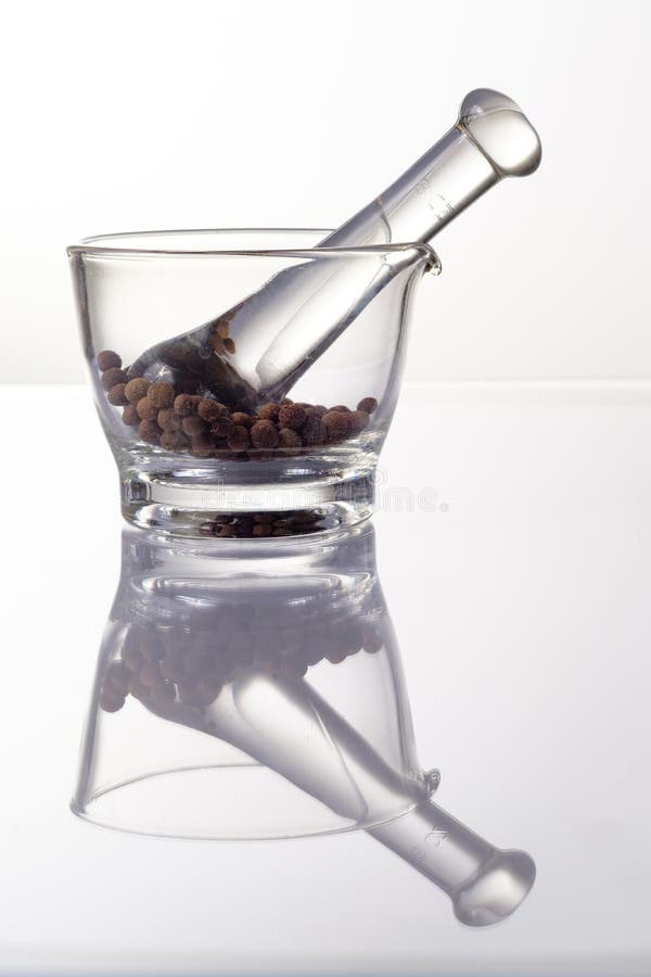 Mortar and Pestle Containing Allspice Stock Image Image of food