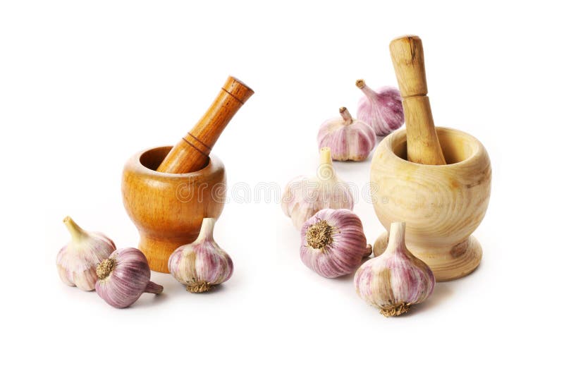 Mortar and Pestle with Garlic Stock Photo Image of white, grind 28138872