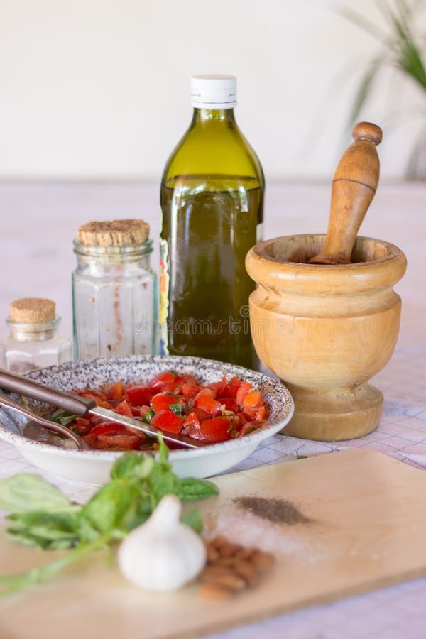Mortar and Pestle and Ingredients Stock Image Image of spices