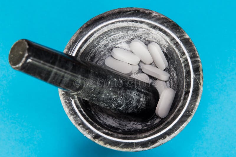 Mortar and Pestle with Drug Vial and Bottles Stock Photo Image of pestle, drugstore 27206074
