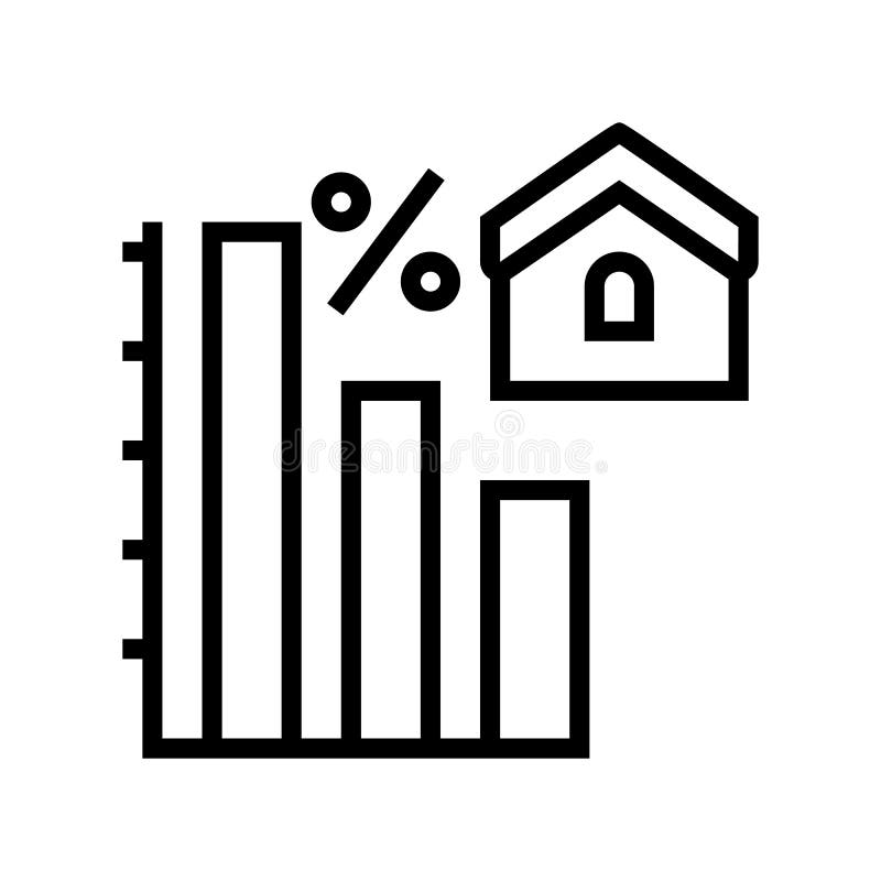 Mortgage Decrease in Interest Payments Line Icon Vector Illustration ...