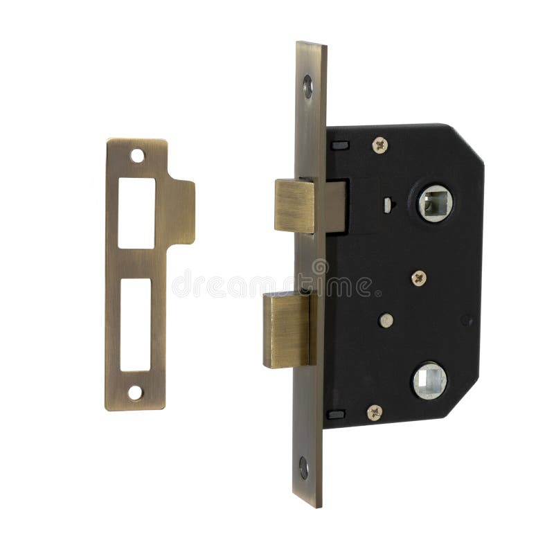Mortise Lock With A Rectangular Bolt And A Latch In Bronze With A