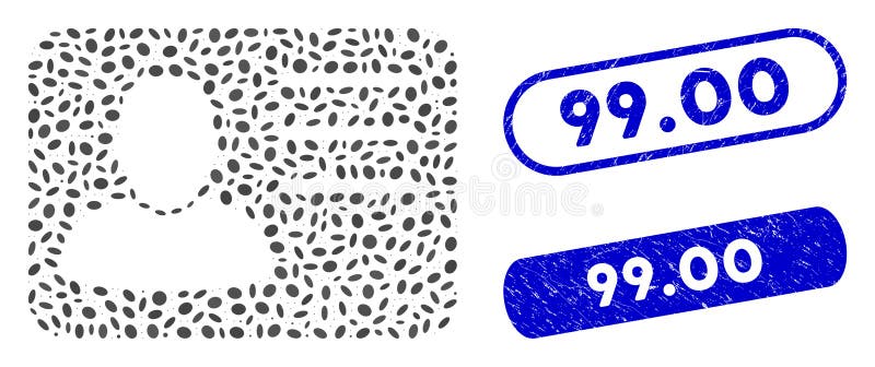 Elliptic Mosaic Account Card with Grunge 99. 00 Stamps stock illustration