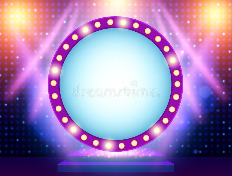 Mosaic Background with Blue and Yellow Spotlights and Round Banner ...