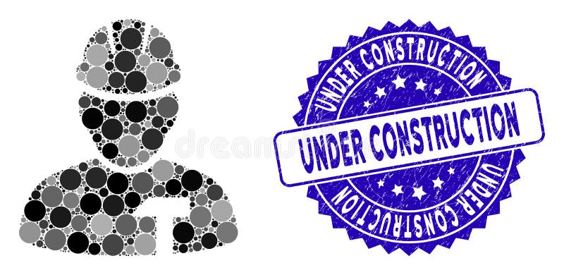 Collage Builder Person Icon With Distress Under Construction Stamp